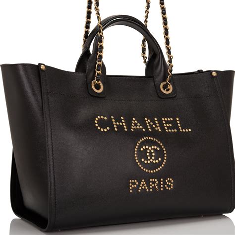 chanel black shopper tote|chanel large shopping tote price.